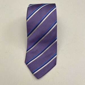 Hugo Boss Tie Mens Purple Blue Striped Silk Made In Italy Formal Dress Necktie